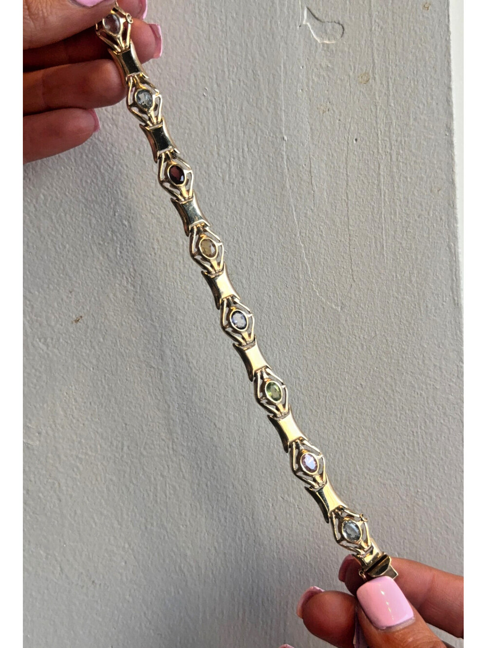 14K YELLOW GOLD BRACELET WITH STONES